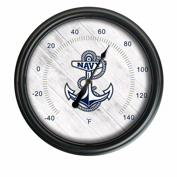US Naval Academy Indoor/Outdoor LED Thermometer, Holland Bar Stool Co, Mfr#: ODThrm14BK-08USNavA